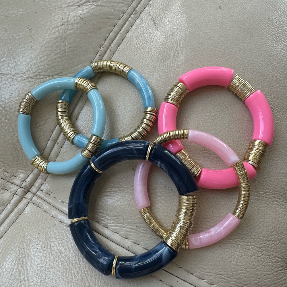 Bowood Lane Resin and Gold Coil Stretch Bracelets - Set of 5